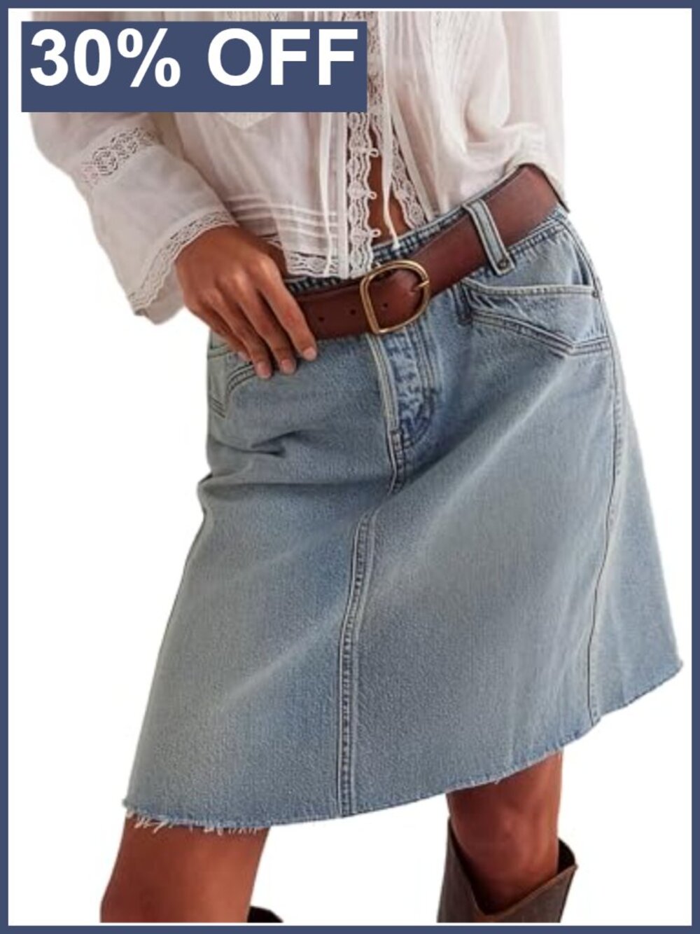 Women's Stretchy Denim Skirt High Waist A-Line Casual Jean Skirt